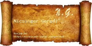 Nicsinger Gergő névjegykártya